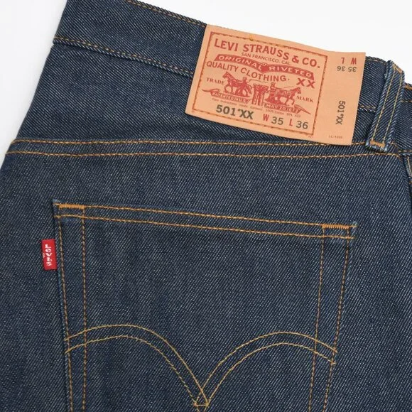 Levi's 501 XX rigid finish jeans.